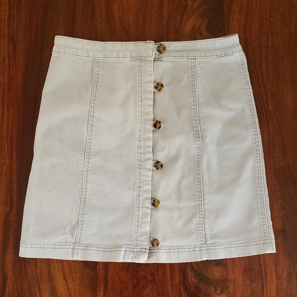 LISTICLE Light Blue Cotton Denim A-line Mini Skirt - Picture 2 of 9